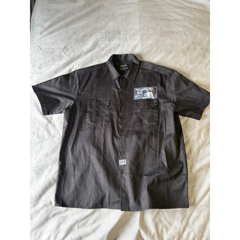 DGA Vatos Locos Forever Work Shirt Mens XL Black Chicano Skeleton Graphic